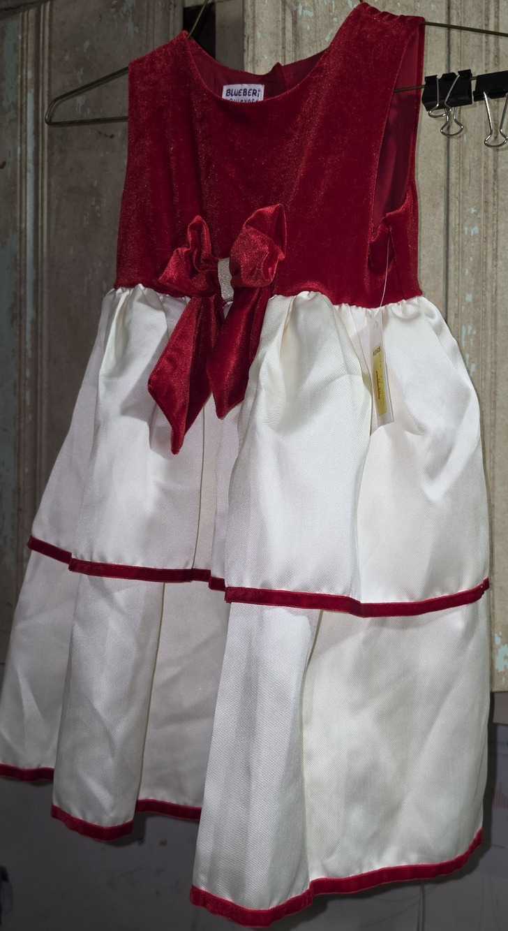 Blueberi Boulevard Girls 6X Red Ivory Holiday Dress Tank Style NWT